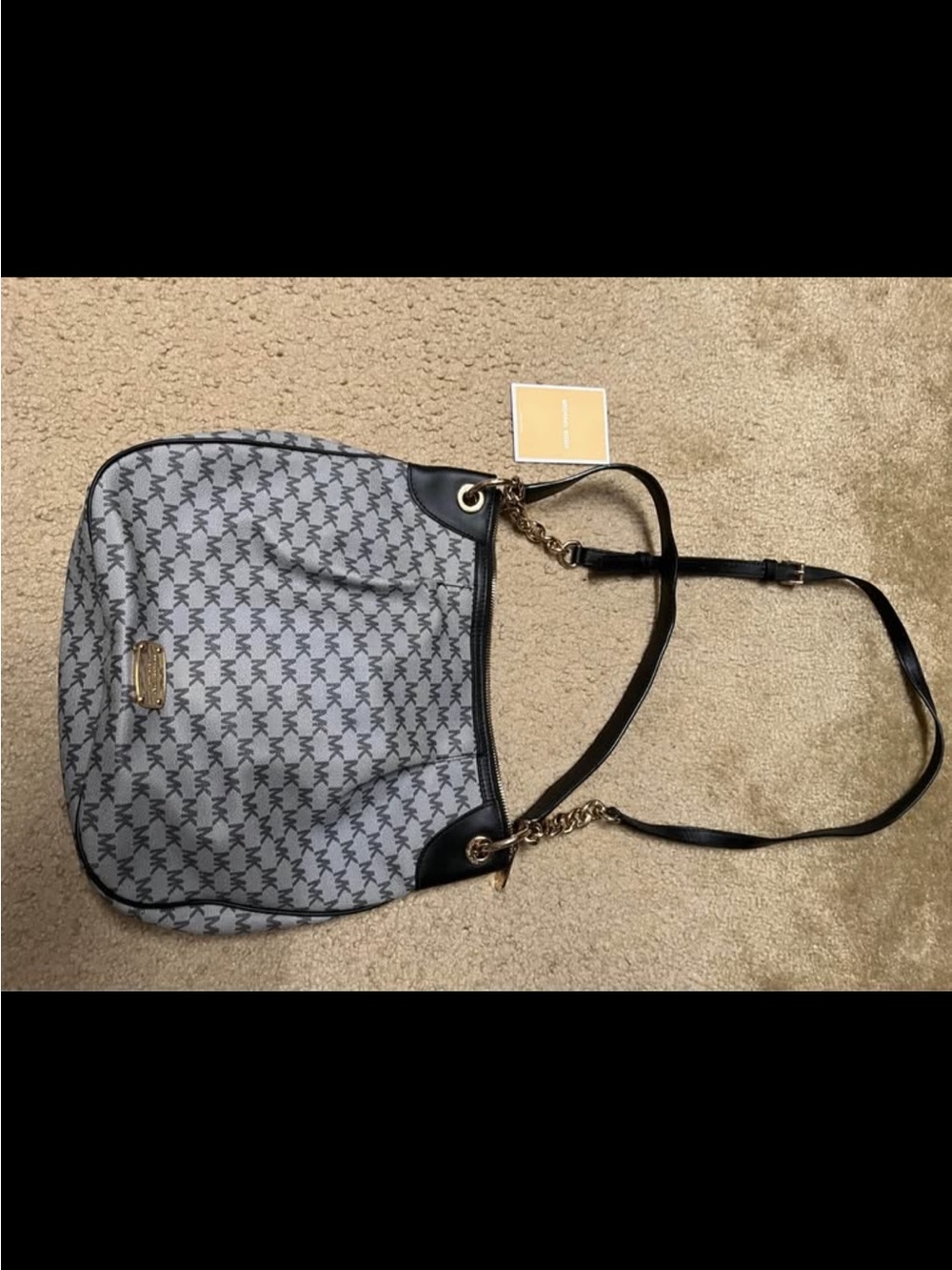 Michael Kors Gray and Black Logo Crossbody Bag